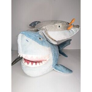 Disney Store Talking Plush Chum & Bruce Shark Hand Puppet Stuffed Finding Nemo